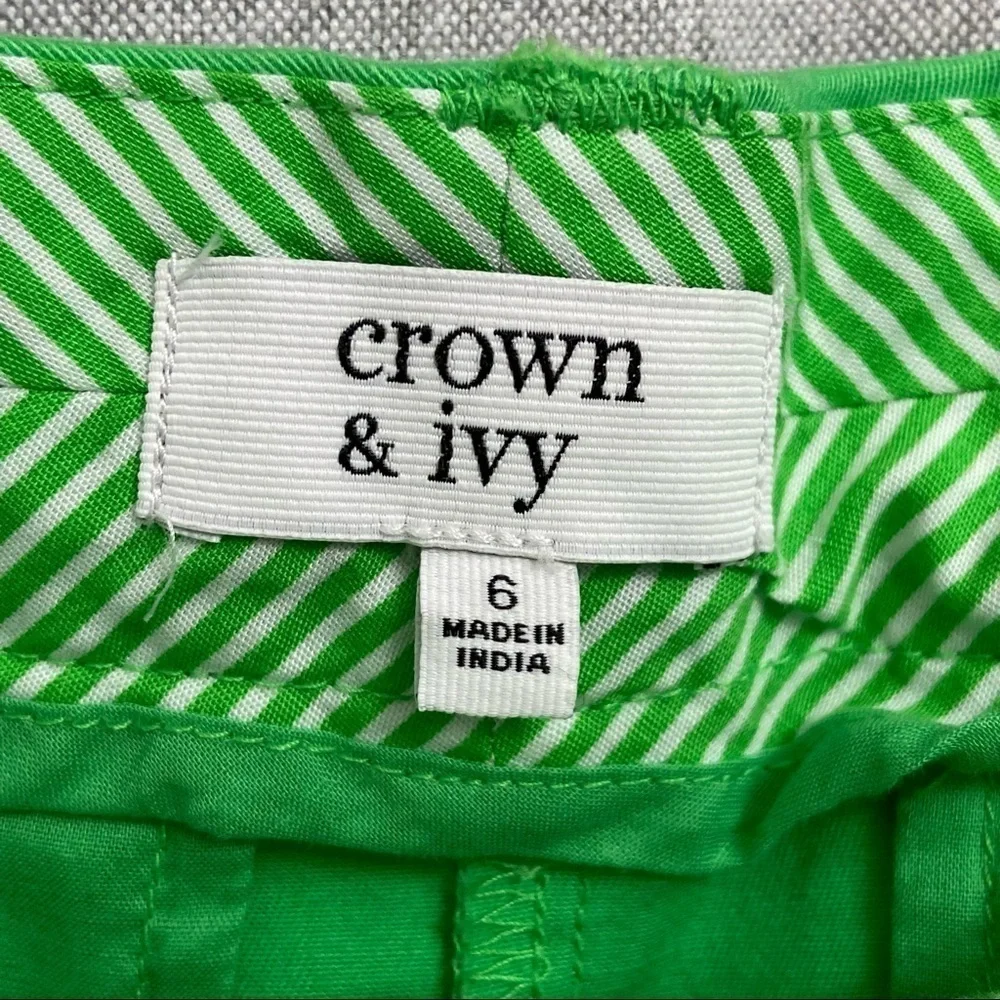 CROWN & IVY / Green Twill Shorts Size 6 - Picture 3 of 11
